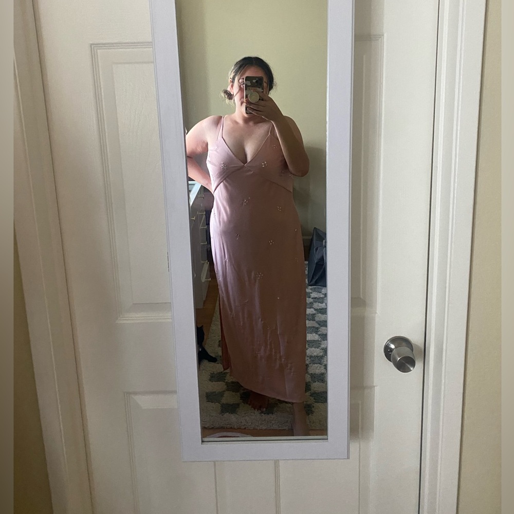 Baby pink satin dress